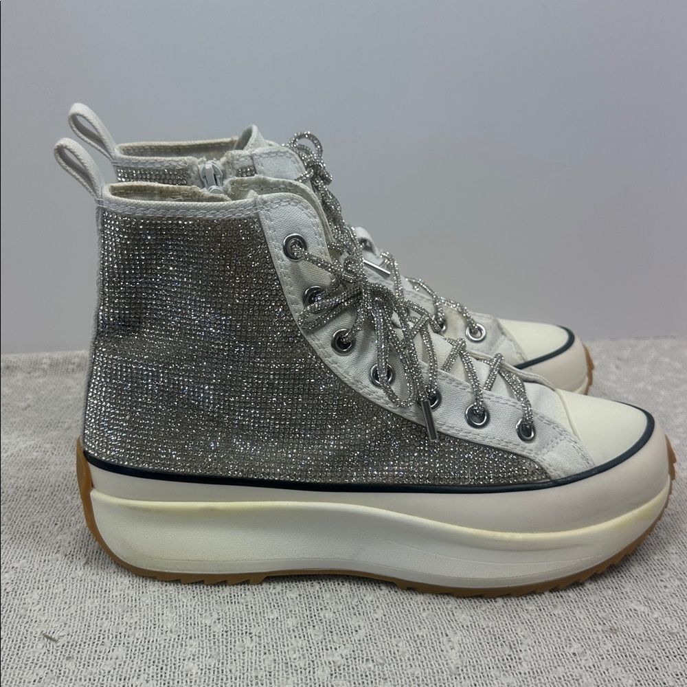 STEVE MADDEN Shaft Rhinestone Embellished High Top Platform Sneakers Women's 10